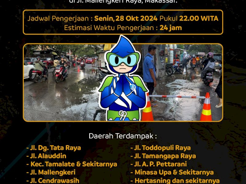 PDAM Makassar Tangani Pipa Bocor di Mallengkeri Raya