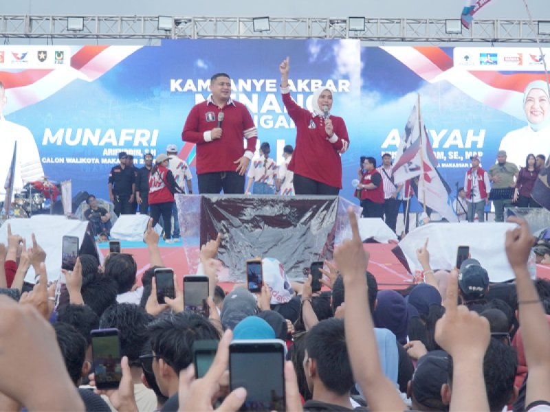 Walikota dan Wakil Walikota Makassar terpilih, Munafri Arifuddin dan Aliyah Mustika Ilham saat kampanye Pemilu serentak 2024 lalu. @Jejakfakta/Istimewa