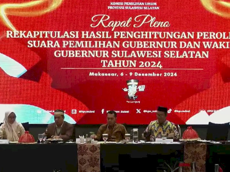 KPU Sulsel menuntaskan rekapitulasi suara tingkat provinsi untuk Pemilihan Gubernur (Pilgub) 2024. @Jejakfakta/Istimewa