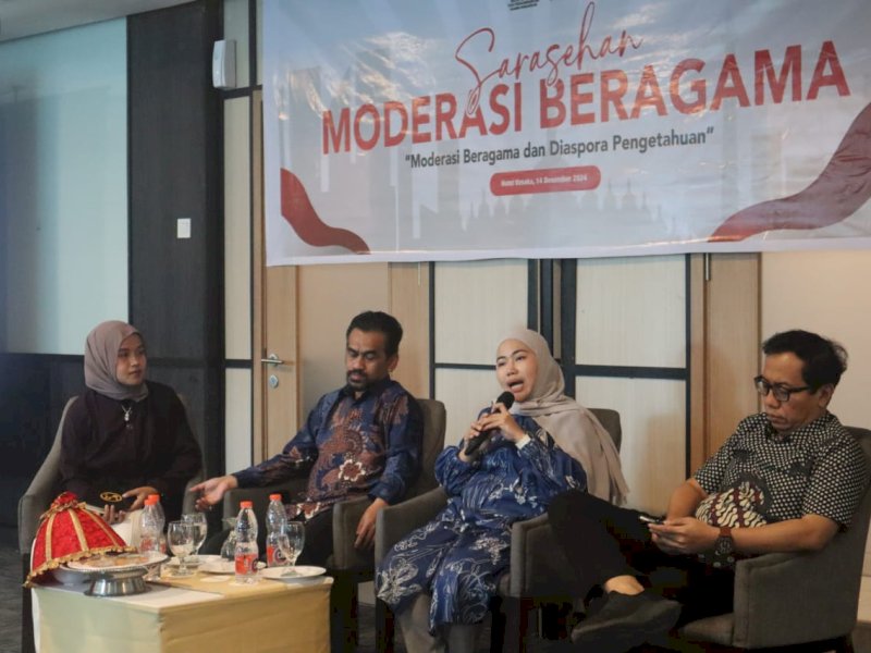 Sarasehan moderasi beragama yang digelar oleh Lembaga Advokasi dan Pendidikan Anak Rakyat (Lapar) Sulsel bekerjasama dengan Balai Litbang Agama Kota Makassar, Sabtu (14/12/2024). @Jejakfakta/Istimewa