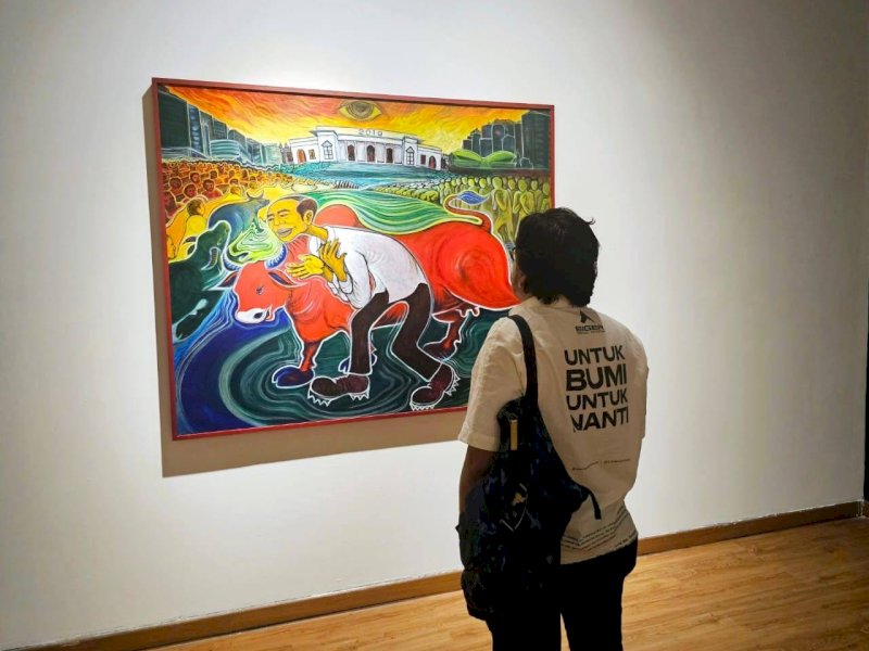  Pameran lukisan tunggal karya Yos Suprapto bertajuk &ldquo;Kebangkitan: Tanah Untuk Kedaulatan Pangan&rdquo; di Galeri Nasional, Jakarta (19/12/2024), batal dibuka. @Jejakfakta/Istimewa