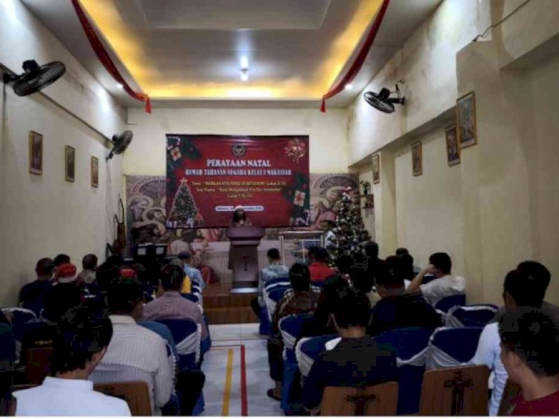 Suasana perayaan Natal di Gereja Oikumene Rutan Makassar. @Jejakfakta/Istimewa