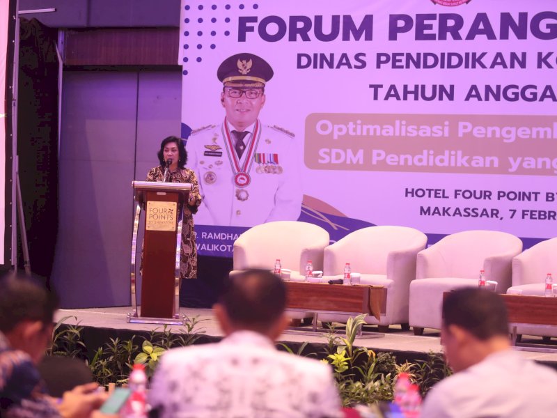Pelaksana Harian (Plh) Kepala Dinas Pendidikan Kota Makassar, Nielma Palamba, saat membuka  Forum Perangkat Daerah Tahun 2025, di Hotel Four Point by Sheraton, Jumat (7/02/2025). @Jejakfakta/Istimewa