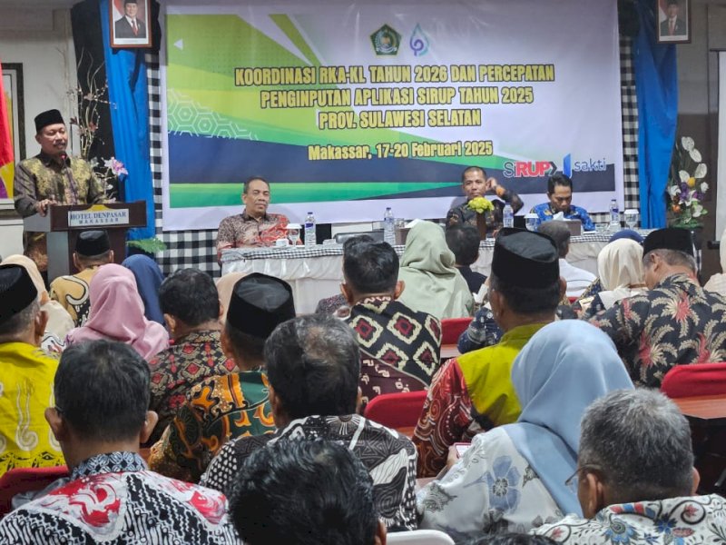 Kemenag Sulsel menggelar Rapat Koordinasi (Rakor) RKA-KL 2025 dan percepatan penginputan aplikasi SIRUP (Sistem Informasi Rencana Umum Pengadaan) di Hotel Denpasar, Makassar, pada 17 hingga 20 Februari 2025. @Jejakfakta/Istimewa