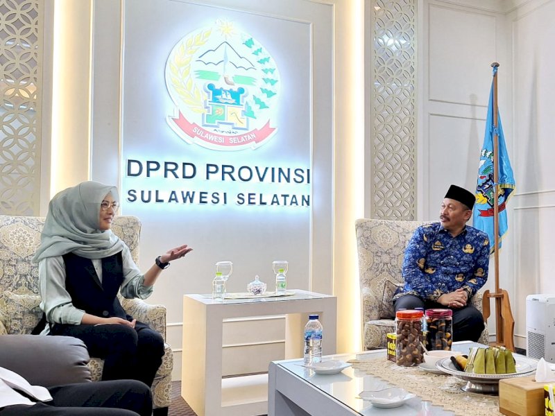 Ketua DPRD Sulsel, Andi Rachmatika Dewi, menerima Kepala Kantor Wilayah (Kakanwil) Kementerian Agama (Kemenag) Provinsi Sulawesi Selatan, H. Ali Yafid, di Kantor DPRD Sulsel pada Senin (17/2/2025). @Jejakfakta/Istimewa