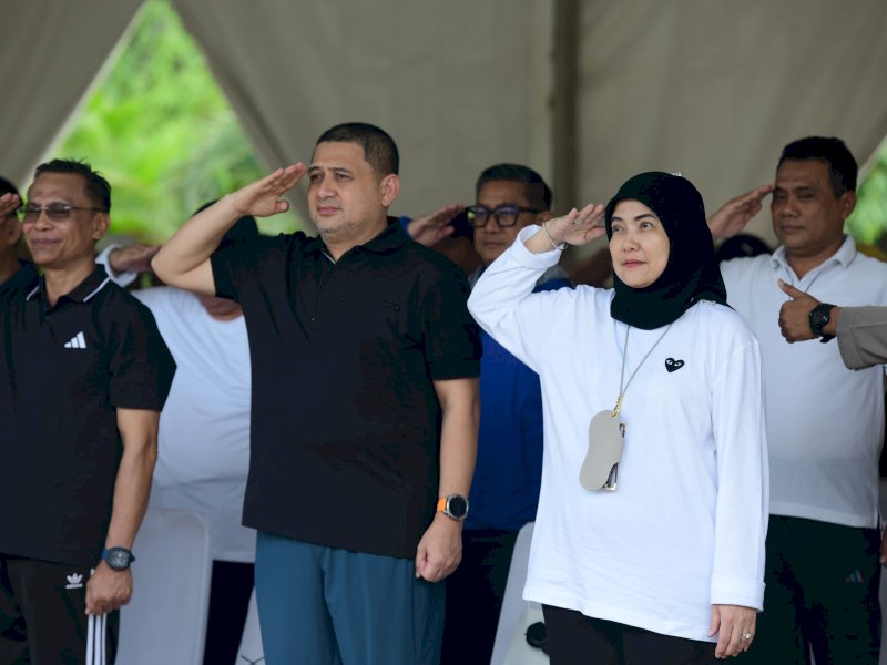 Wali Kota dan Wakil Wali Kota Makassar terpilih, Munafri Arifuddin-Aliyah Mustika Ilham (MULIA) kompak menghadiri pengarahan atau gladi kotor sebelum dilantik pada Kamis, 20 Februari 2025 di Monas, Jakarta. @Jejakfakta/Istimewa
