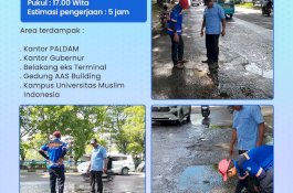 PDAM Makassar Tangani Kebocoran di Urip depan Mako Paldam