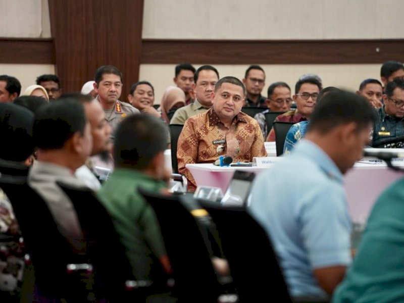 Wali Kota Makassar, Munafri Arifuddin, saat menghadiri High Level Meeting Tim Pengendalian Inflasi Daerah (TPID) se-Sulawesi Selatan pada Kamis, 6 Maret 2025. @Jejakfakta/Humas Pemkot Makassar