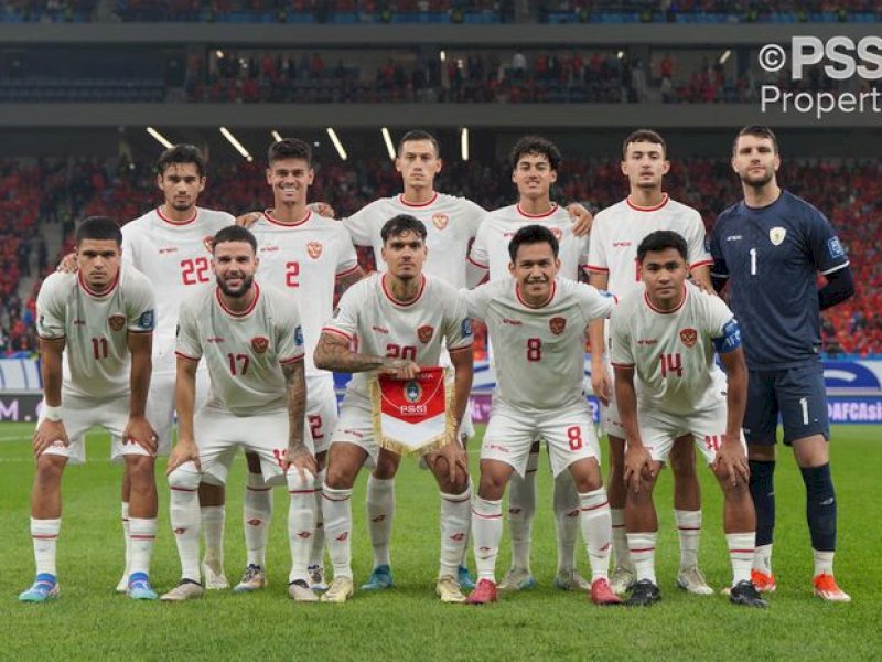 Starting Line-up skuad Timnas Indonesia Vs China dalam laga keempat Grup C Kualifikasi Piala Dunia 2026 zona Asia di Qingdao Youth Football Stadium, Qingdao, Selasa (15/10/2024). @Jejakfakta/PSSI