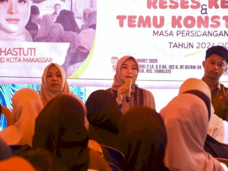 Anggota DPRD Makassar Fraksi Gerindra, Budi Hastuti saat menggelar reses di Kecamatan Tamalate, Senin (10/3/2025). @Jejakfakta/dok. Istimewa
