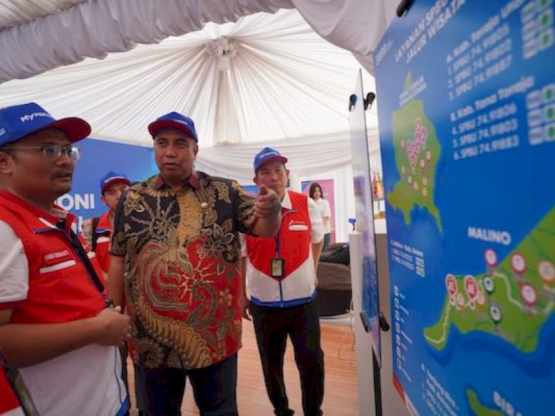 Bupati Maros tinjau langsung SPBU Serambi MyPertamina. @Jejakfakta/dok. Istimewa