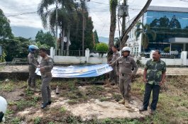 Satpol PP Lutim Tertibkan Baliho dan Spanduk Liar di Titik Strategis Kota