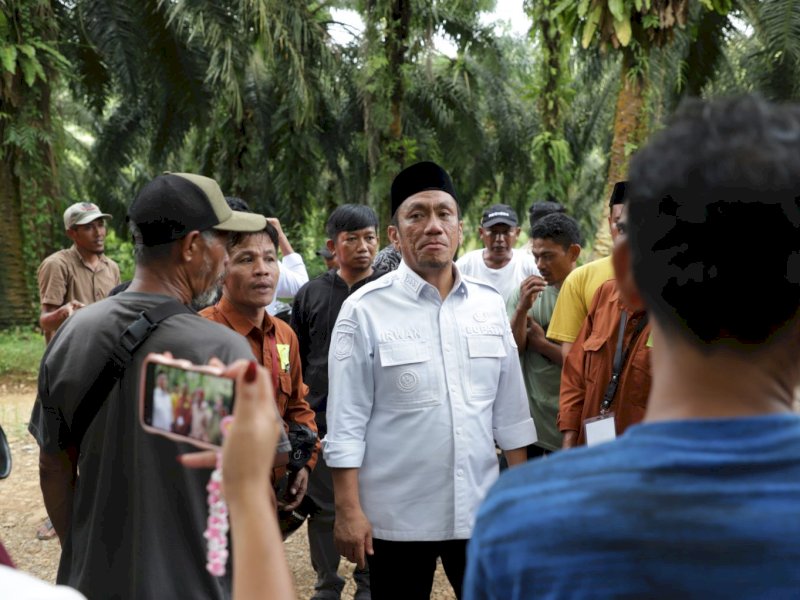 Bupati Luwu Timur, Irwan Bachri Syam, melakukan kunjungan ke Desa Mantadulu, Kecamatan Angkona, untuk meninjau lokasi tanah masyarakat yang bersertifikat dan bermasalah dengan PT. Perkebunan Nusantara (PTPN), Sabtu (19/04/2025). @Jejakfakta/dok. Humas Pemkab Lutim