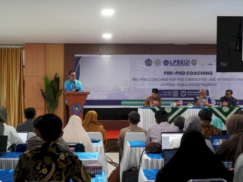 Universiti Muhammadiyah Malaysia (UMAM) menggelar program &ldquo;Pre-PhD Coaching dan Pelatihan Publikasi Jurnal Internasional&rdquo; yang digelar di Universitas Muhammadiyah (Unismuh) Makassar, 22&ndash;23 April 2025.&nbsp;@Jejakfakta/Istimewa