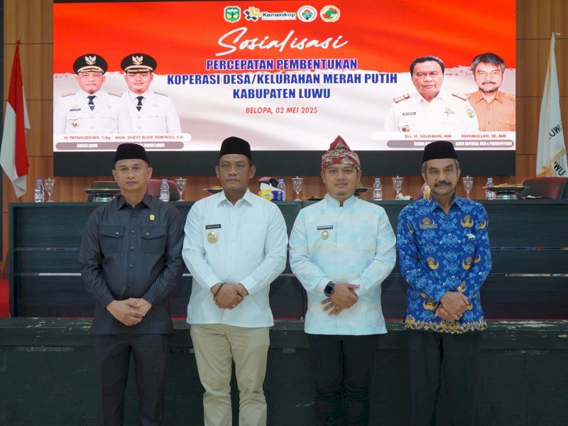 Sosialisasi Percepatan Pembentukan Koperasi Desa/Kelurahan Merah Putih di Ruang Pola Andi Kambo Kantor Bupati Luwu, Jumat (2/52025). @Jejakfakta/dok. Humas Pemkab Luwu