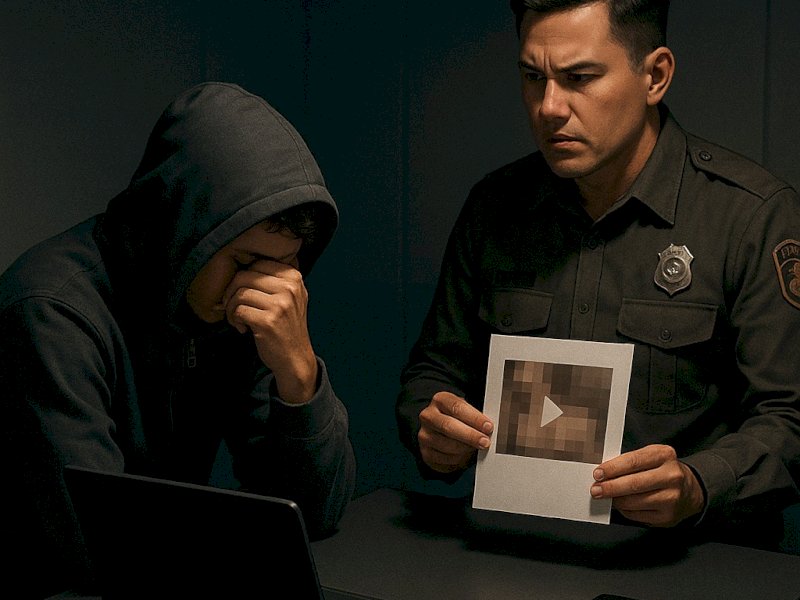 Ilustrasi. Pemuda di Gowa ditangkap Polisi usai sebar video syur mantan pacar karena tak diberi uang. @Jejakfakta/Foto: AI 