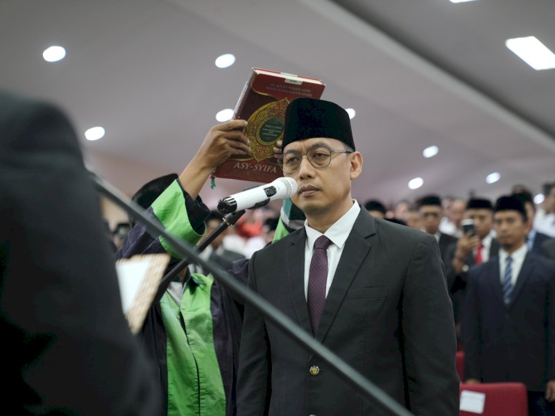 Wali Kota Makassar, Munafri Arifuddin, melantik Dr. Andi Zulkifli Nanda sebagai Sekda definitif di Balai Kota Makassar, Rabu (28/5/2025). @Jejakfakta/dok. Humas Pemkot Makassar