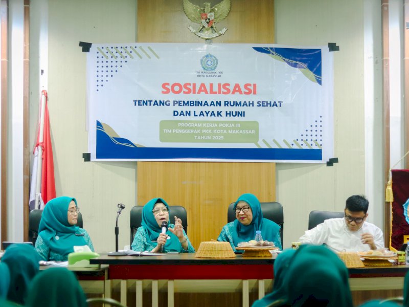 Tim Penggerak PKK Kota Makassar melalui Pokja III menggelar sosialisasi pembinaan rumah sehat dan layak huni yang dilaksanakan di Kantor Kecamatan Tamalanrea, Rabu (28/5/2025). @Jejakfakta/dok. Istimewa