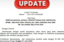 Pendaftaran SMA Unggulan di Sulsel Diperpanjang hingga 1 Juni, Pengumuman Hasil 3 Juni