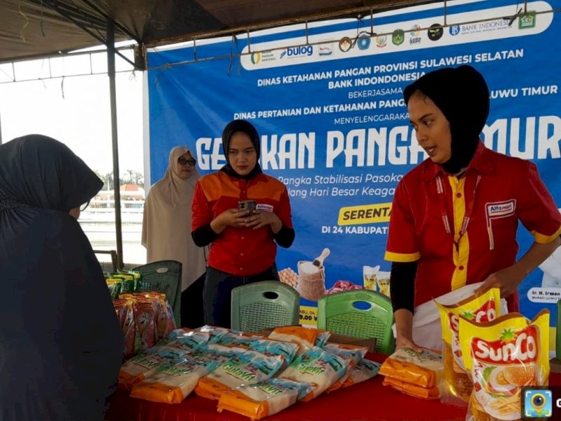 Dinas Ketahanan Pangan (DKP) Provinsi Sulawesi Selatan bersama Bank Indonesia menggelar Gerakan Pangan Murah di Anjungan Sungai Malili, Luwu Timur, Rabu (4/6/2025). @Jejakfakta/dok. Humas Pemkab Lutim