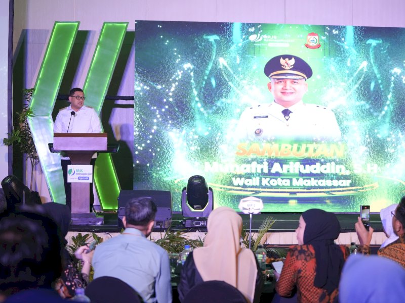 Wali Kota Makassar, Munafri Arifuddin, saat menghadiri acara Customer Gathering BPJS Ketenagakerjaan di Hotel Claro Makassar, Rabu (25/6/2025). @Jejakfakta/dok. Humas Pemkot Makassar