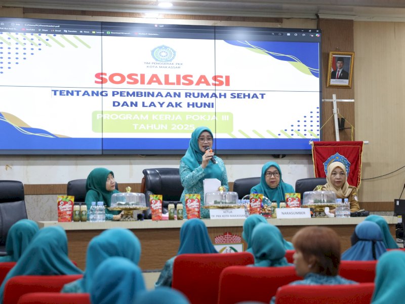 Tim Penggerak Pemberdayaan dan Kesejahteraan Keluarga (TP PKK) Kota Makassar melalui Pokja III menggelar sosialisasi Rumah Sehat dan Layak Huni kepada para kader dan warga di tiga kecamatan, Selasa (24/6/2025). @Jejakfakta/dok. Humas Pemkot Makassar