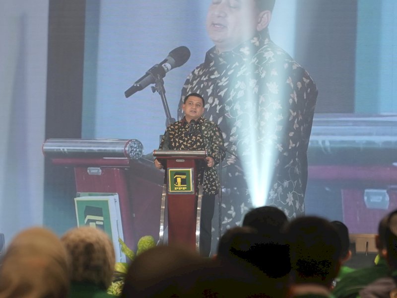 Wali Kota Makassar, Munafri Arifuddin, saat membuka Musyawarah Kerja Wilayah (Muskerwil) ke IV PPP Sulawesi Selatan, yang berlangsung di Hotel Sheraton Makassar, Sabtu (28/6/2025). @Jejakfakta/dok. Humas Pemkot Makassar