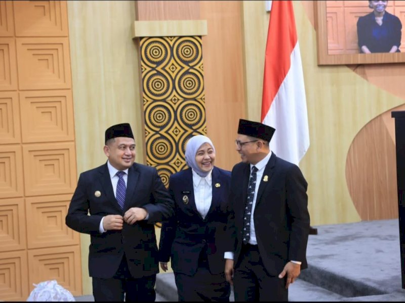 Wali Kota Makassar Munafri Arifuddin dan Wakil Wali Kota Aliyah Mustika Ilham bersama Ketua DPRD Kota Makassar, Supratman. @Jejakfakta/Istimewa