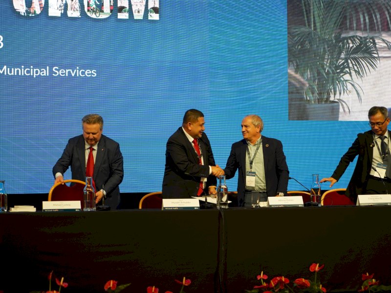 Wali Kota Makassar, Munafri Arifuddin, saat menghadiri forum internasional World Cities Summit Mayors Forum (WCSMF) 2025 di Vienna, Austria, Kamis (3/7/2025). @Jejakfakta/dok. Humas Pemkot Makassar