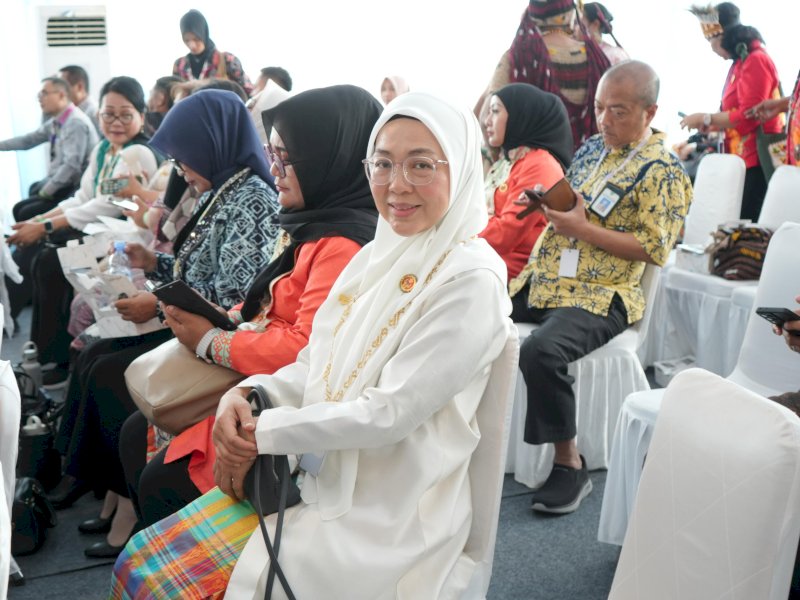 Ketua Dekranasda Kota Makassar, Melinda Aksa, menghadiri Puncak Peringatan HUT ke-45 Dekranas di Balikpapan Sport and Convention Center (BSCC) Dome, Kalimantan Timur, pada 9&ndash;11 Juli 2025. @Jejakfakta/dok. Humas Pemkot Makassar