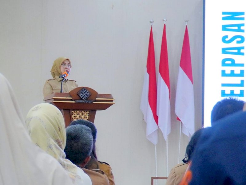 Wakil Wali Kota Makassar, Aliyah Mustika Ilham, saat menghadiri pelepasan program magang ke Jepang di Aula Syech Yusuf BBPVP Makassar, Selasa (15/7/2025). @Jejakfakta/dok. Humas Pemkot Makassar