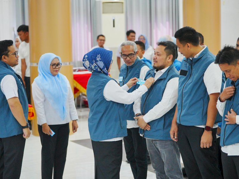 Bupati Gowa, Sitti Husniah Talenrang, saat pengukuhan tim LACAK dan kerja sama dengan Baznas  di Baruga Karaeng Galesong, Kantor Bupati Gowa, Rabu (23/7/2025). @Jejakfakta/dok. Humas Pemkab Gowa