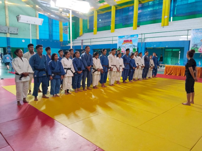 Kabupaten Pangkep sukses gelar Pra Porprov olahraga judo, di GOR Merpati Mas Pangkajene, Minggu (31/8/2025). @jejakfaktacom/Humas Pemda Pangkep.