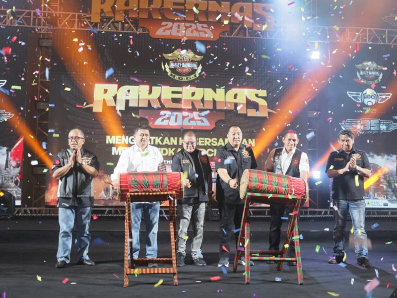 Wali Kota Makassar, Munafri Arifuddin, saat menghadiri pembukaan Rapat Kerja Nasional (Rakernas) Harley Davidson Club Indonesia (HDCI) 2025, di Hotel Gammara Makassar, Sabtu (6/9/2025). @Jejakfakta/dok. Humas Pemkot Makassar
