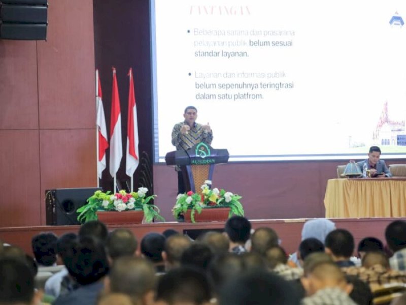 Wali Kota Makassar, Munafri Arifuddin, saat menghadiri forum Eastern Indonesia Saintek Summit (EISS) yang digelar Dewan Eksekutif Mahasiswa Fakultas Sains dan Teknologi UIN Alauddin Makassar di Samata, Gowa, Kamis (18/9/2025). @Jejakfakta/dok. Humas Pemkot Makassar