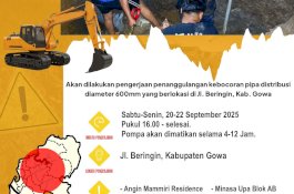 PDAM Makassar Perbaiki Kebocoran Pipa di Jl. Beringin, Warga Diminta Menampung Air