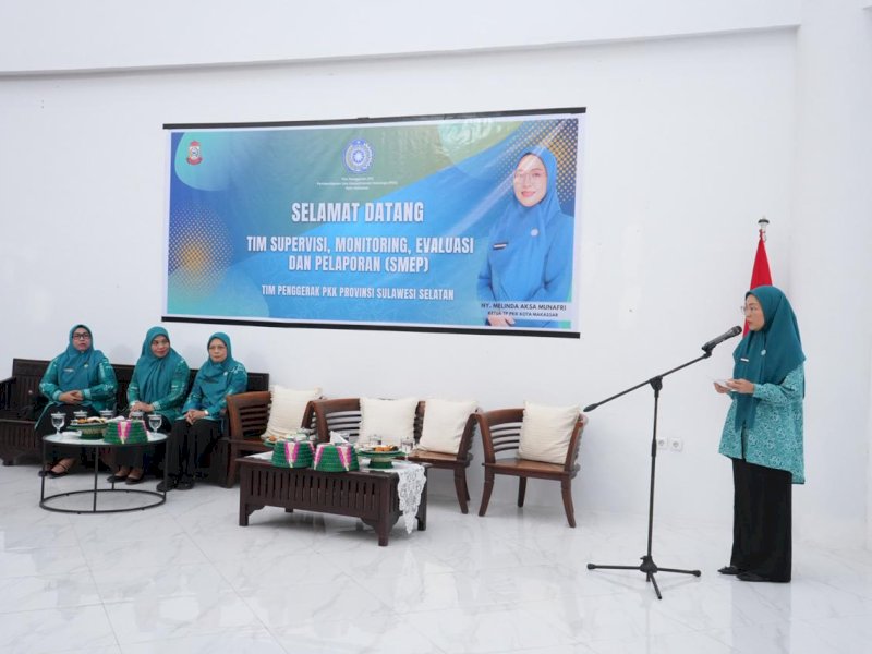 Ketua TP PKK Kota Makassar, Melinda Aksa, menerima kunjungan tim penilai Supervisi, Monitoring, Evaluasi, dan Pelaporan (SMEP) dari TP PKK Provinsi Sulawesi Selatan di Gedung PKK Makassar, Jumat (19/8/2025). @Jejakfakta/dok. Humas Pemkot Makassar
