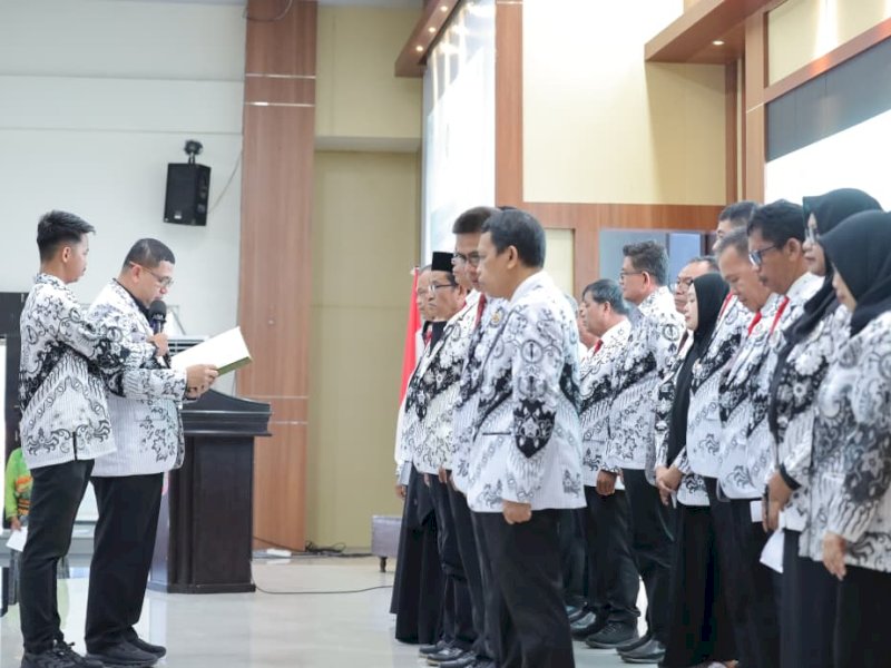 Wali Kota Makassar, Munafri Arifuddin, saat menghadiri Pengukuhan PGRI Kota Makassar Masa Bakti ke-23 Tahun 2025&ndash;2030 di Balai Besar Penjaminan Mutu Pendidikan (BBPMP) Sulawesi Selatan, Jl. AP Pettarani, Kamis (18/9/2025). @Jejakfakta/dok. Humas Pemkot Makassar