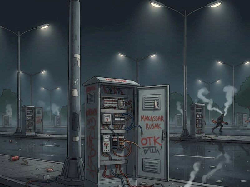 Ilustrasi.  Sebanyak 11 panel listrik penerangan jalan umum (PJU) ditemukan rusak parah akibat ulah orang tak dikenal (OTK).