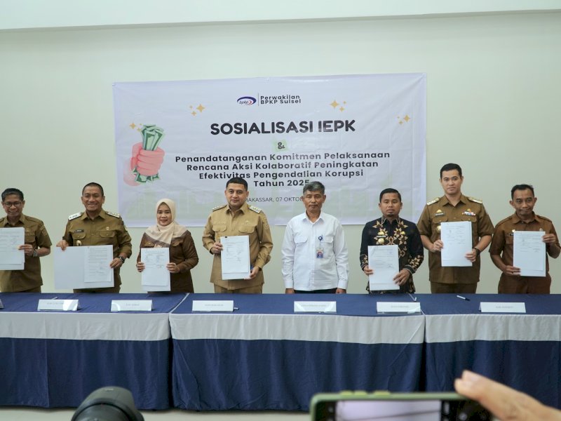 Penandatanganan Komitmen Pelaksanaan Rencana Aksi Kolaboratif Peningkatan Efektivitas Pengendalian Korupsi Tahun 2025. @jejakfaktacom/Humas Pemda Pangkep