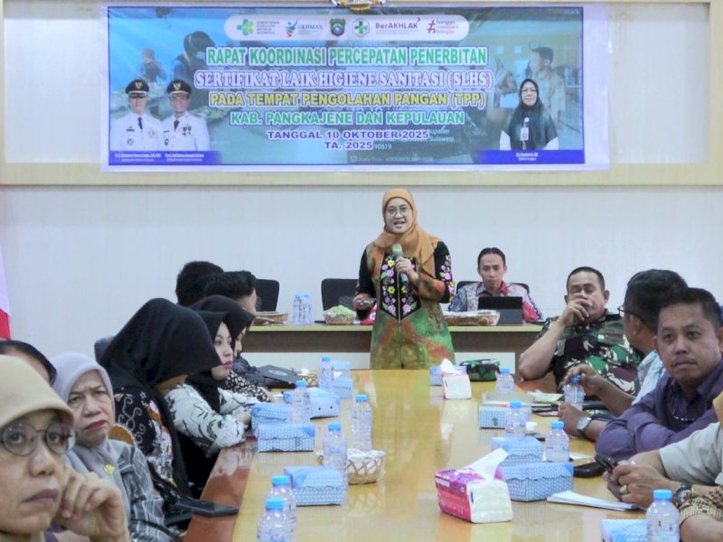 Rakor percepatan penerbitan SLHS Tempat Pengolahan Pangan (TPP) Pangkep di Ruang Rapat Wakil Bupati Pangkep, Jumat (10/10/2025). @jejakfaktacom/Humas Pemda Pangkep
