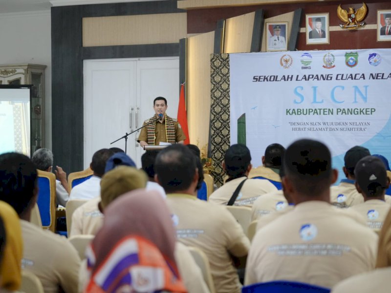 Sambutan Bupati Pangkep pada kegitan SLCN BMKG di Aula Rumah Jabatan Bupati Pangkep pada Senin (13/10/2025). @jejakfaktacom/Humas Pemda Pangkep