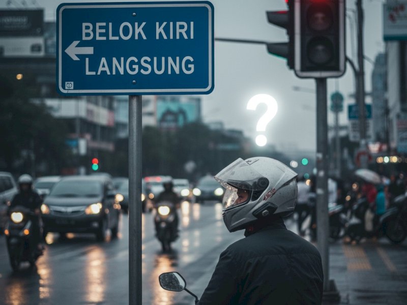 Dinas Perhubungan (Dishub) Kota Makassar resmi memasang rambu petunjuk "Belok Kiri Langsung" di enam titik persimpangan. @Jejakfakta/Ilustrasi