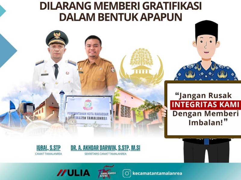 Pemerintah Kecamatan Tamalanrea meluncurkan kampanye anti-gratifikasi secara resmi melalui akun Instagram resmi @kecamatantamalanrea, Minggu (19/10/2025). @jejakfaktacom/dok. Kec. Tamalanrea
