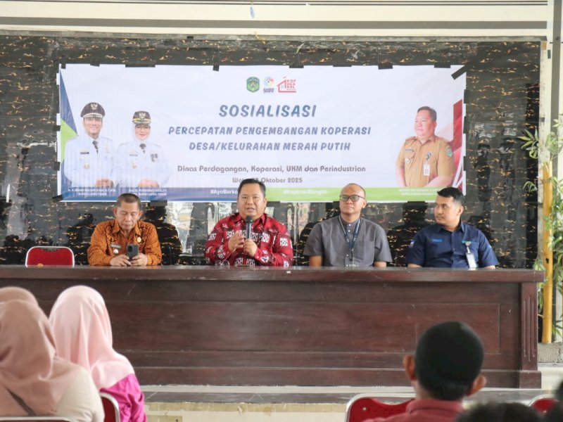  Sosialisasi Percepatan Pengembangan Koperasi Desa/Kelurahan Merah Putih (KDKMP) yang digelar di Gedung Serbaguna Wotu, Kamis (23/10/2025). @Jejakfakta/dok. ikp-humas/kominfo-sp