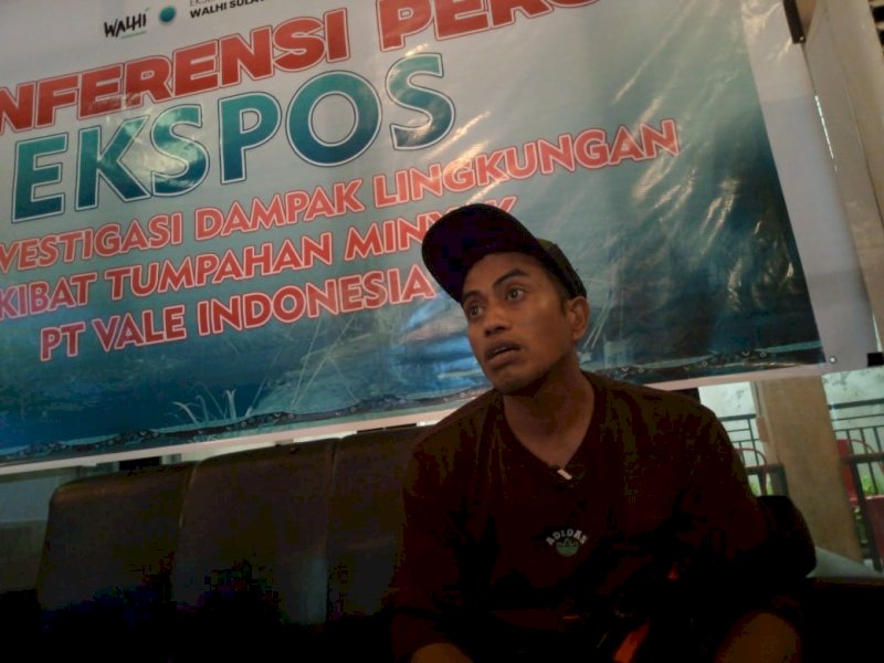 Hamrullah, warga terdampak  kebocoran minyak milik PT Vale Indonesia Tbk, saat memberikan keterangan pers, Jumat (24/10/2025). @Jejakfakta/dok. Istimewa