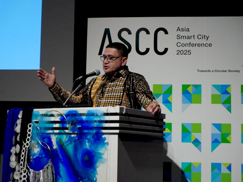  Wali Kota Makassar, Munafri Arifuddin, saat tampil pada Asia Smart City Conference (ASCC) 2025, di gedung Pacifico Yokohama North, Jepang, Rabu (26/11/2025). @Jejakfakta/dok. Humas Pemkot Makassar