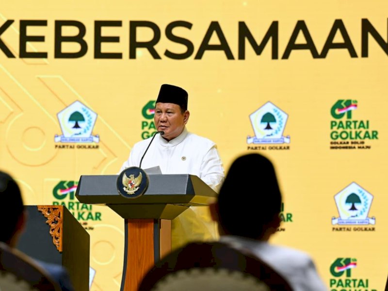 Presiden Prabowo Subianto mengahdiri acara 'Doa Untuk Bangsa' dalam rangka Hari Ulang Tahun ke-61 Partai Golongan Karya (Golkar) di Istora Senayan, Jakarta, Jumat (05/12/2025). @jejakfaktacom/dok. Setneg