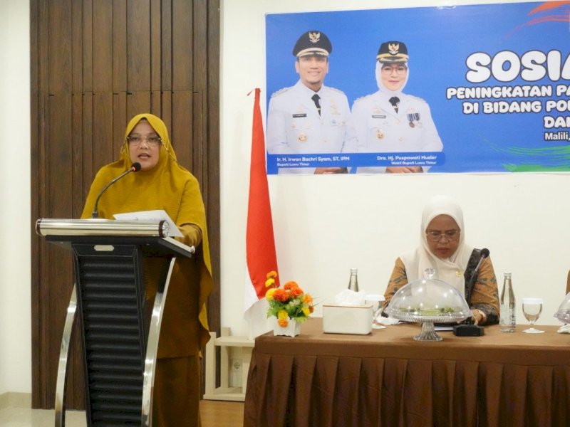 Sosialisasi Peningkatan Partisipasi Perempuan di Bidang Politik, Hukum, Sosial, dan Ekonomi yang digelar Dinas Sosial P3A di Wisma Trans Malili, Selasa (11/11/2025). @Jejakfakta/dok. Istimewa