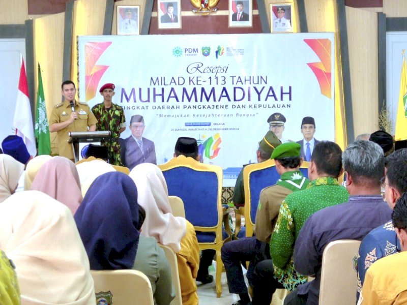 Bupati Pangkep, Muhammada Yusran Lalogau mengapresiasi kontribusi besar Muhammadiyah di bidang pendidikan. @jejakfaktacom/Humas Pemda Pangkep.